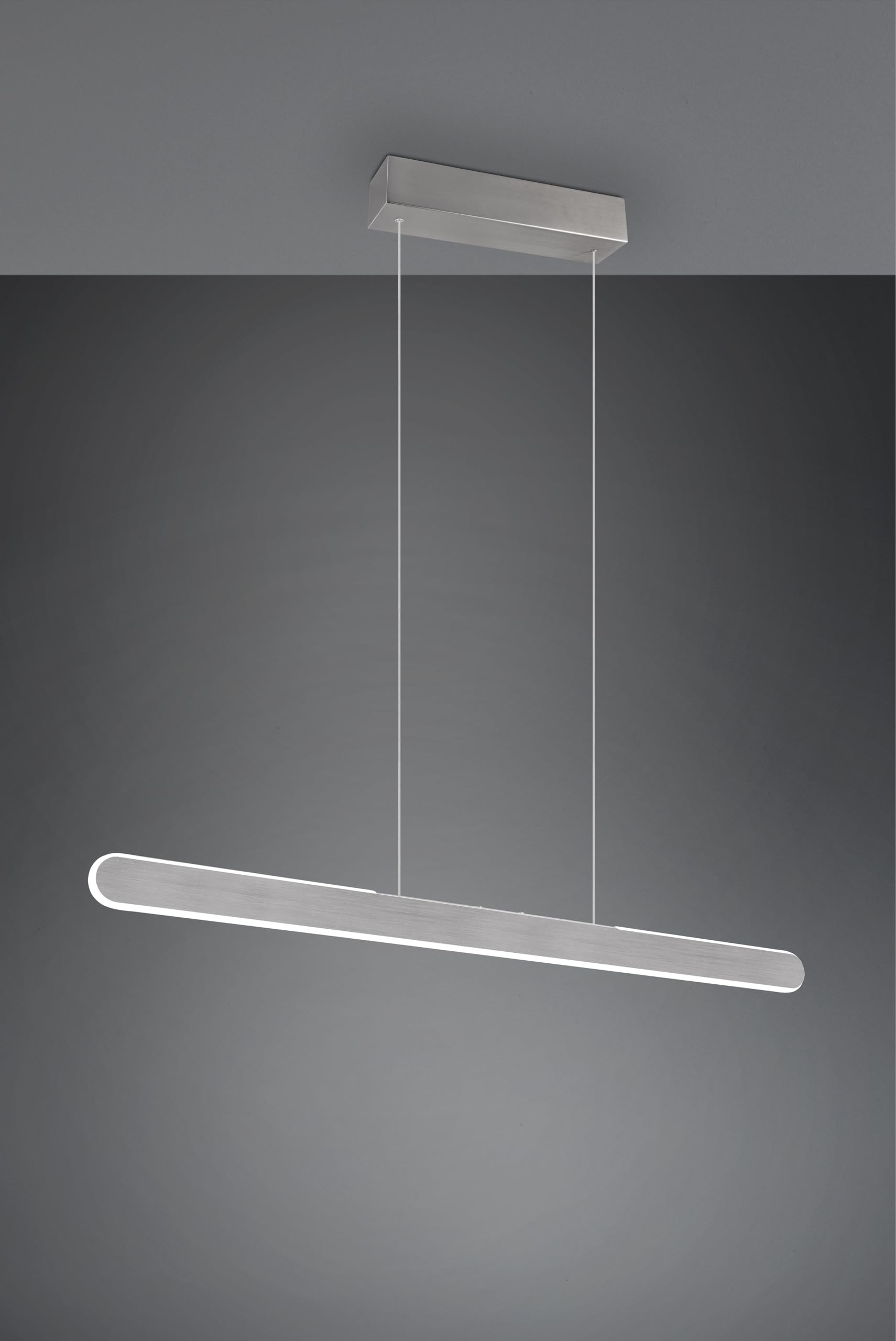 Trio Leuchten Pendelleuchte Helios 343310105, Aluminium gebürstet, inkl. 28 Watt LED, Touch Dimmer, Lichtfarbe einstellbar, Silber mit Gebürsteter Oberfläche |