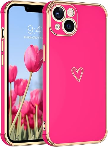 GUAGUA Funda compatible con iPhone 13 de 6.1 pulgadas, delgada, suave TPU con bonito patrón de corazón para mujeres, niñas y hombres, fundas