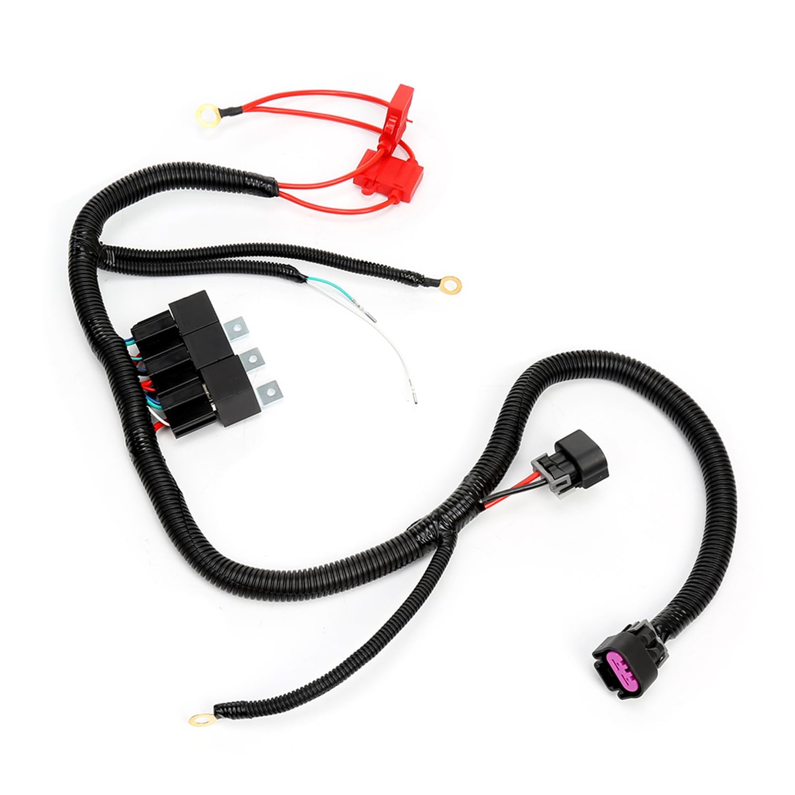 ISINFLASH Dual Electric Fan Upgrade Wiring Harness Kit Fit for GM 1999-2006 ECU Control Engine Double Cooling Fan Wire Dual Fan Relay Kit, Replace OE 7L5533A226T