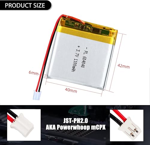 Miniatura 3 de 3.7V 1100mAh 604040 Lipo batería recargable de iones de polímero de litio con conector JST