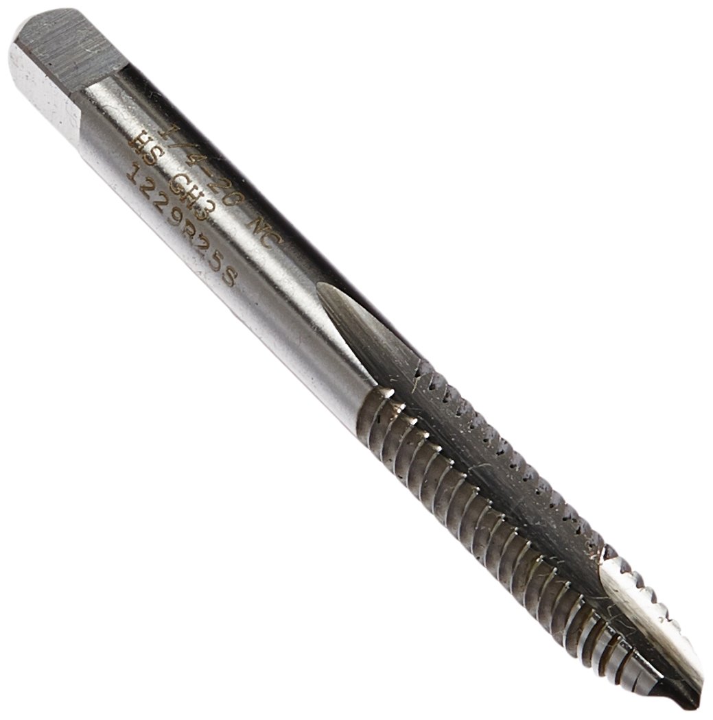 Kodiak Cutting ToolsKCT208019 USA Made Spiral Point Plug Threading Tap, Ground Threads, High Speed Steel, 2 Flute, 1/4" Diameter x 20 TPI, 1/4-20 Size