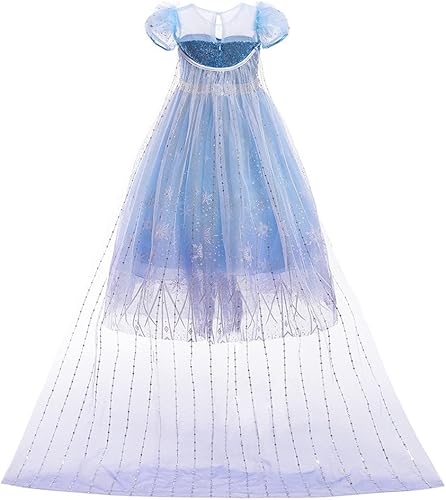 Miniatura 4 de Disfraz de princesa Elsa de la reina de las nieves para niñas, Halloween, Navidad, cumpleaños, fiesta, cosplay, disfraces con accesorios