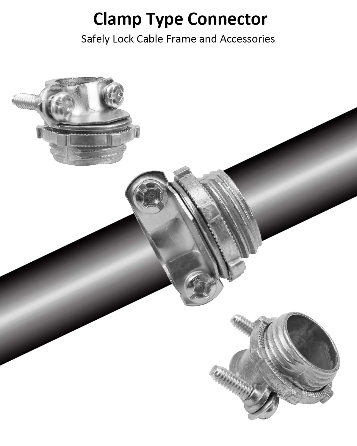 Abrazaderas de cable conector de cable de 1/2 pulgada, conector de cable tipo abrazadera para cables de protección de conductos metálicos, plateado, 32 piezas