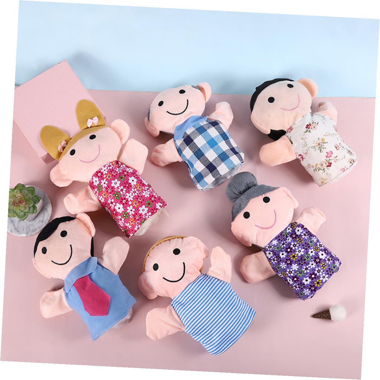 POPETPOP Marionnettes à Main en Peluche Ultra-Douces Coton PP Lot de 6 Jouets de Jeu D'imitation Confortables pour Garçon et Filles, Adaptées Jeu de Rôle Intérieur