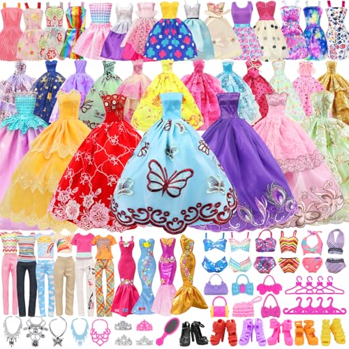 75 PCS Vêtements et Accessoires pour Poupées 11,5 Pouces Kit de Design de Mode Poupée Habillage de Fille Comprenant avec Robe de Mariage...