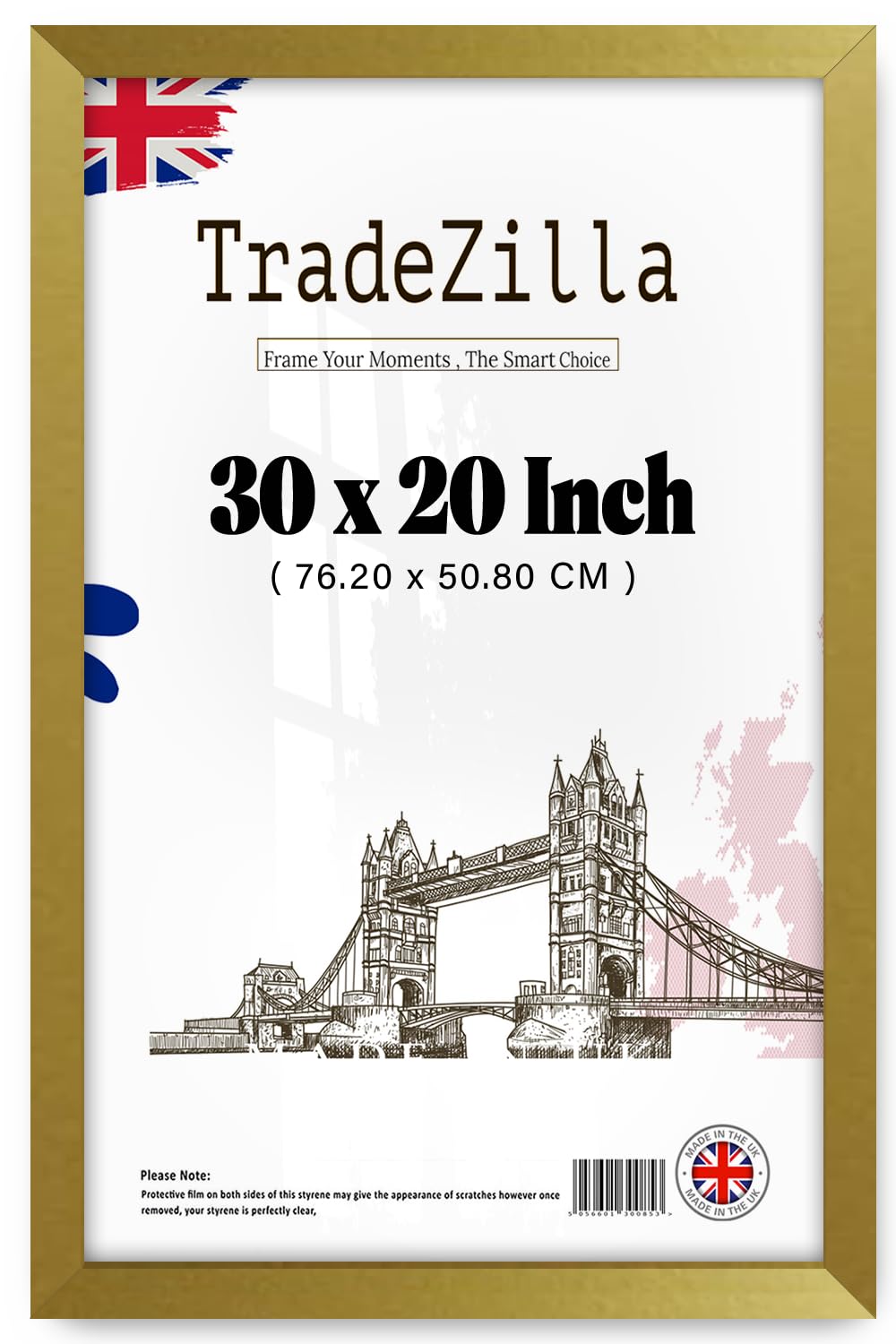 TradeZilla | Stylish (76.20 x 50.80 CM) Art Frames (76.20 x 50.80 CM) Poster Frame | MDF Wood |762 x 508 mm for Family Photos, Wedding, or Birthday Gifts 30 x 20 [ Gold ]