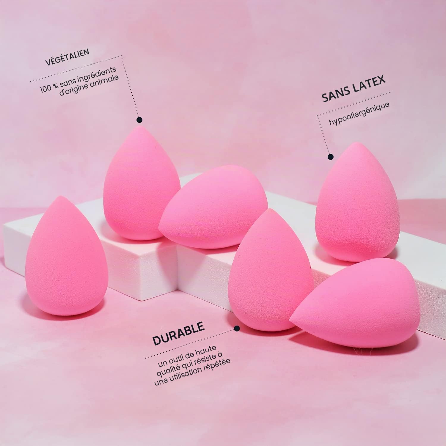 AOA Studio Wonder Blender Lot de 6 éponges à maquillage super douces sans latex et haute définition pour poudre, crème et liquide