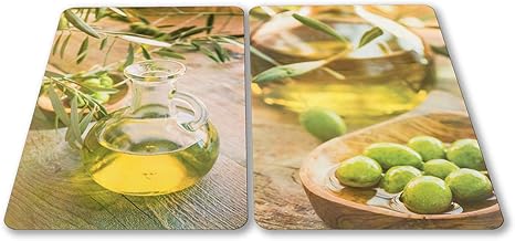 Ceramic Hob Cover 60 x 52 cm (Each 30 x 52) Hob Cover Plates Induction Hob Protection Decorative Glass Plate Chopping Board Safety Glass Splash Guard 1291