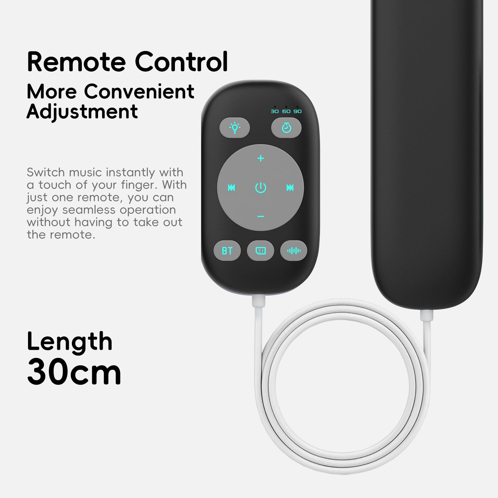 Bluetooth-Knochenschalllautsprecher mit Fernbedienung, 3 Modi, Weißes Rauschen für Unter das Kopfkissen, Verbessert den Schlaf, 3 Timer Einschlafhilfe für Erwachsene, Seitenschläfer, Büro-Nickerchen