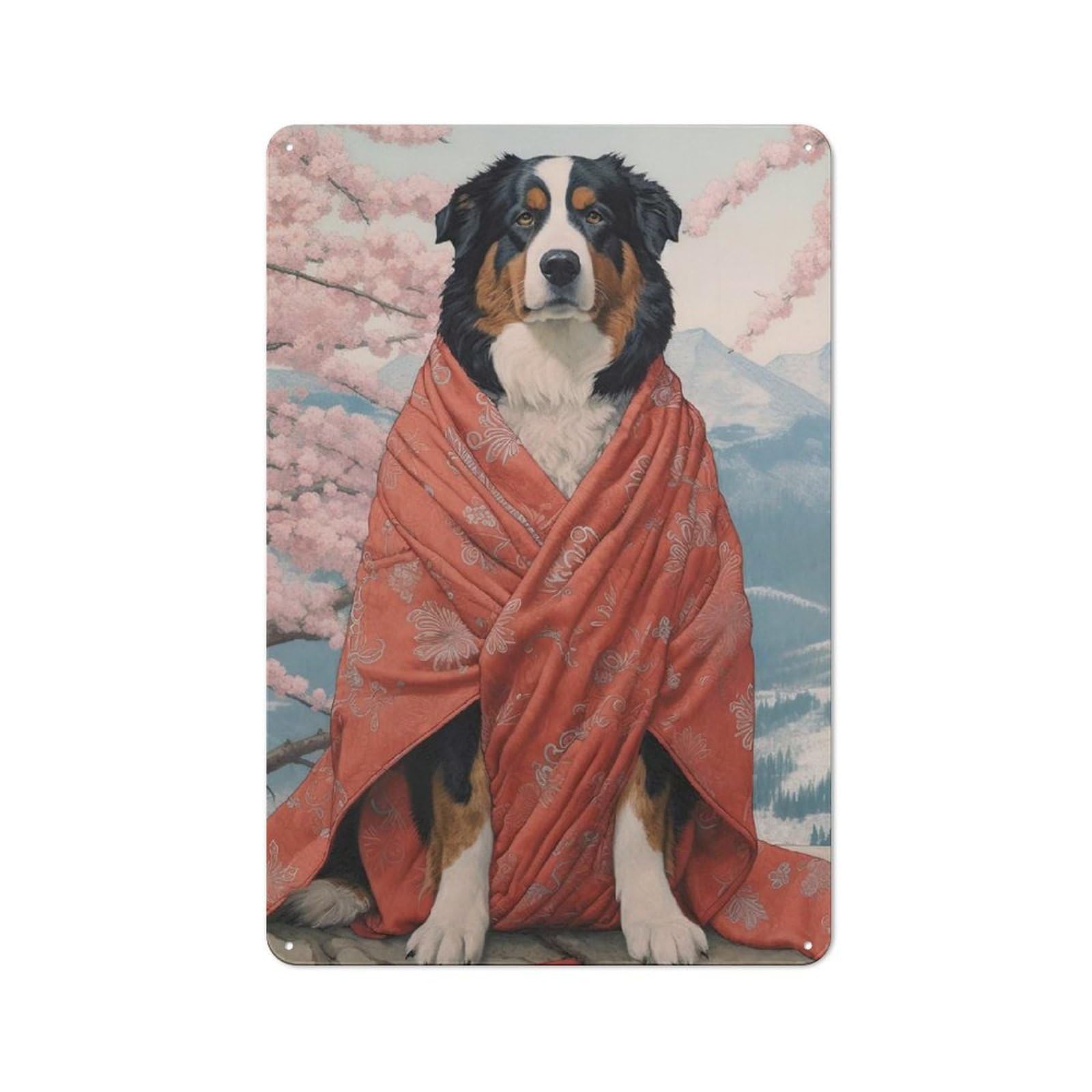 Junmoney Style-18 Bernese Mountain Geisha Metal Wall Art Sign 30X20cm, Retro Vintage Wall Decor For Kitchen, Hallway, Bar Or Small Cafe