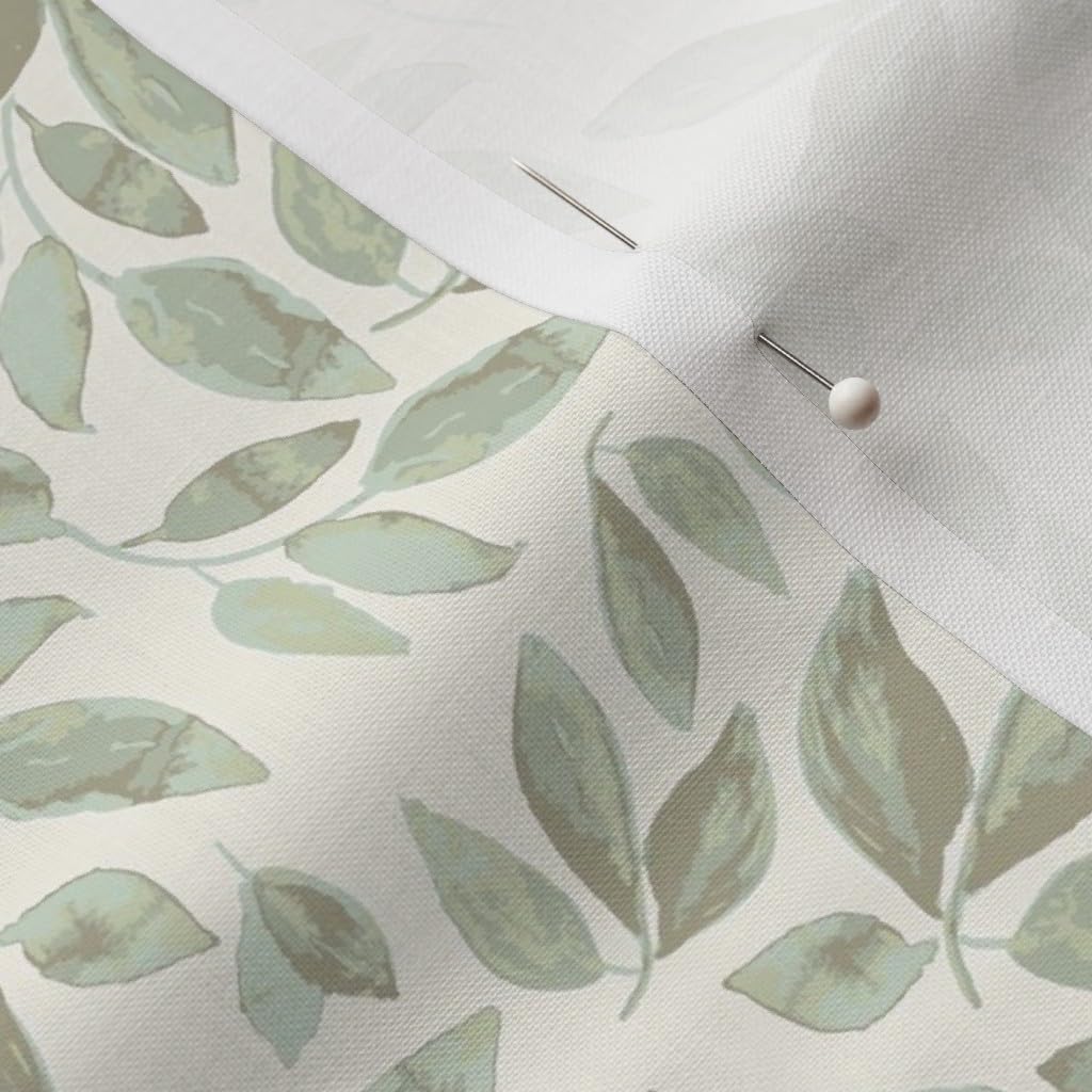Spoonflower Fabric - Woodland Sage Watercolor Botanical Calm Shabby Chic Rustic Farmhouse Printed on Petal Signature Cotton Fabric by The Yard - Sewing Quilting Apparel Crafts Decor
