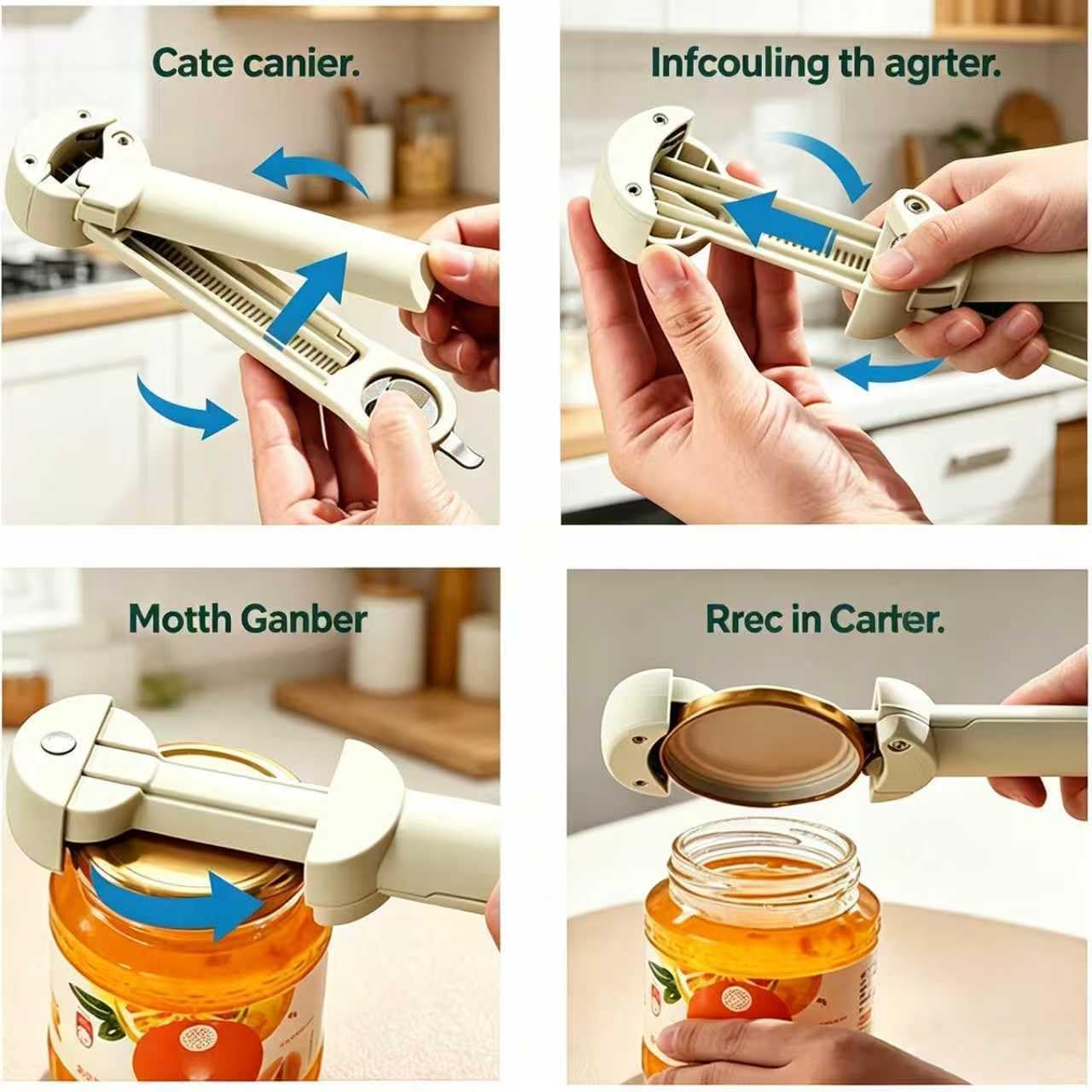 Multifunctional Retractable Bottle & Jar Opener, Magnetic adjustable Jar Opener & Bottle Opener for Arthritis, Weak Hands, Easy-Grip Kitchen Lid Opener Gadgets