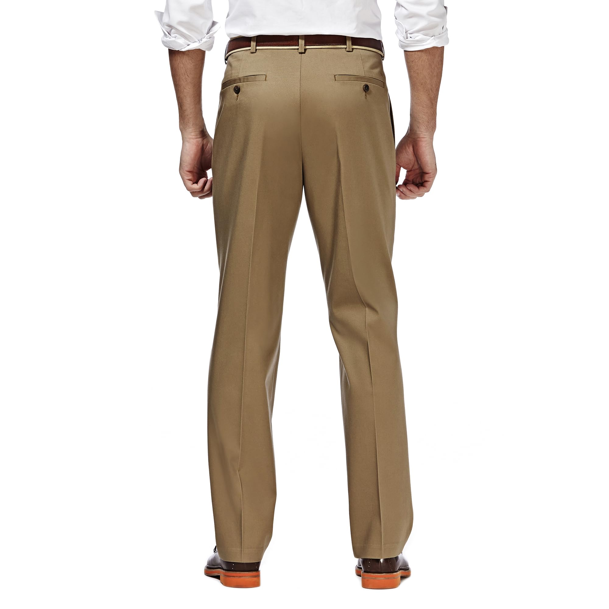 Haggar Men's Premium No Iron Khaki Classic Fit Pleat Front Pant (Regular and Big & Tall Sizes)