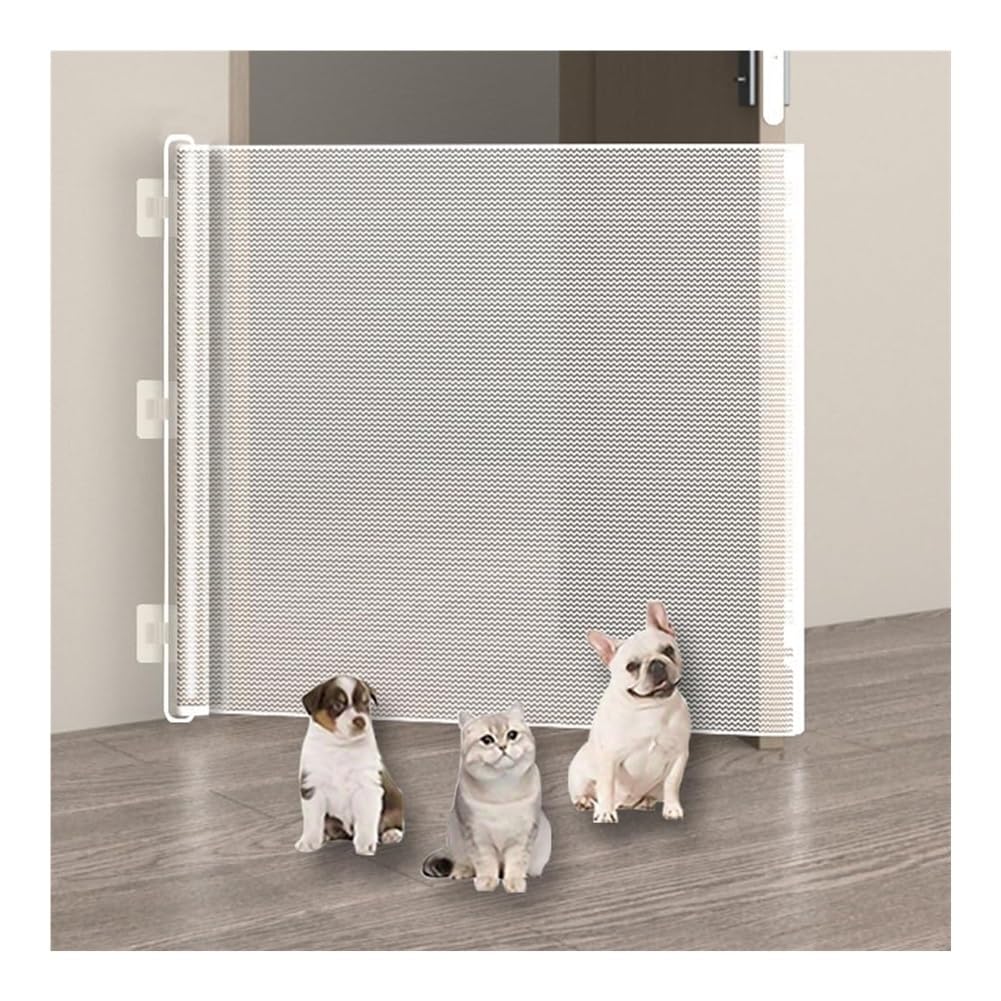 Puerta retráctil para mascotas para puertas y escaleras, puerta de seguridad extra ancha para perros, perfecta para uso en interiores y exteriores