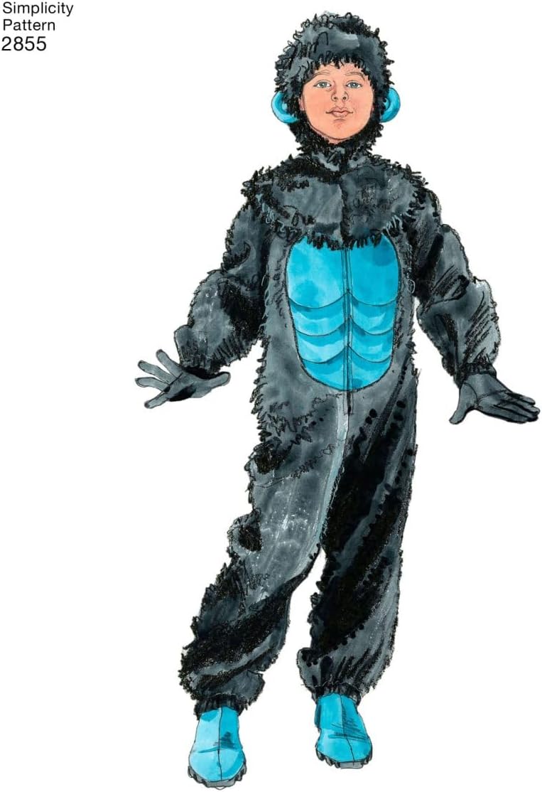 Simplicity Patterns Simplicity 2855 Leopard, Bear, Gorilla and Lion Sewing Pattern for Boys and Girls Halloween Costumes, Sizes XS-L