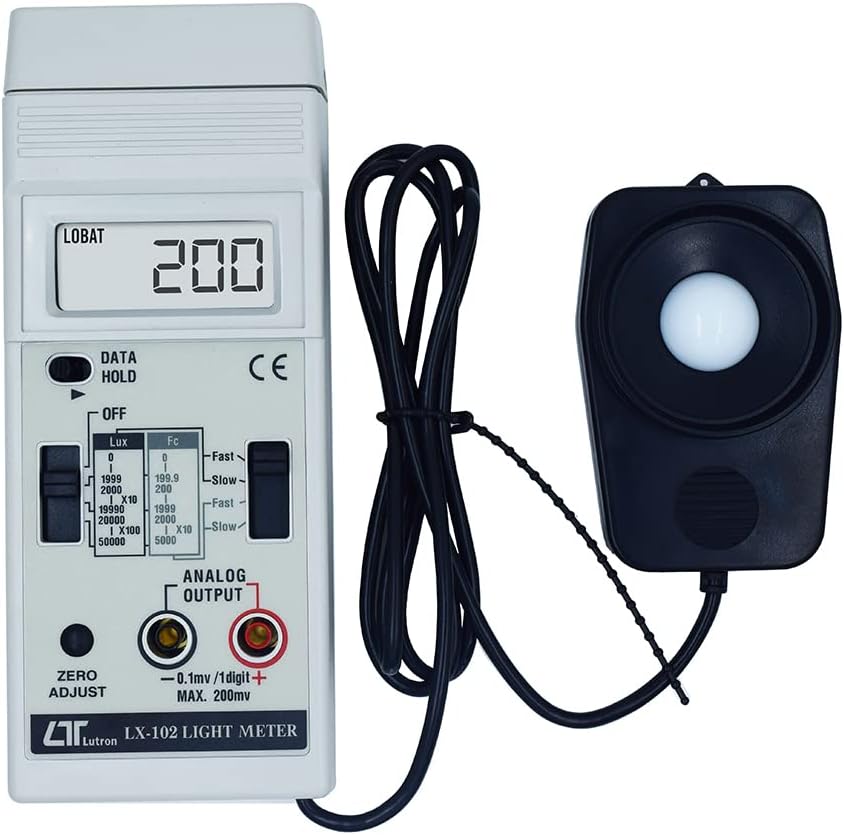 Digital calibrated Lux Meter (Range: 50,000 Lux) for Photography, Stadiums, Clean Rooms, Theatres Alongwith Factory Calibration Certificate Model: LX-102
