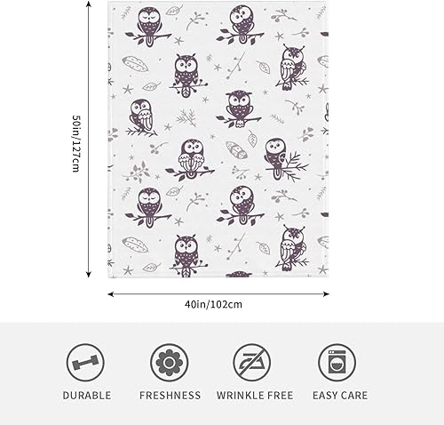 Miniatura 3 de AFHYZY Owl Throw Blanket for Women Soft Summer Fleece Blanket Washable Travel Lightweight Blanket for Sofa Bed Couch All Season-50 x40