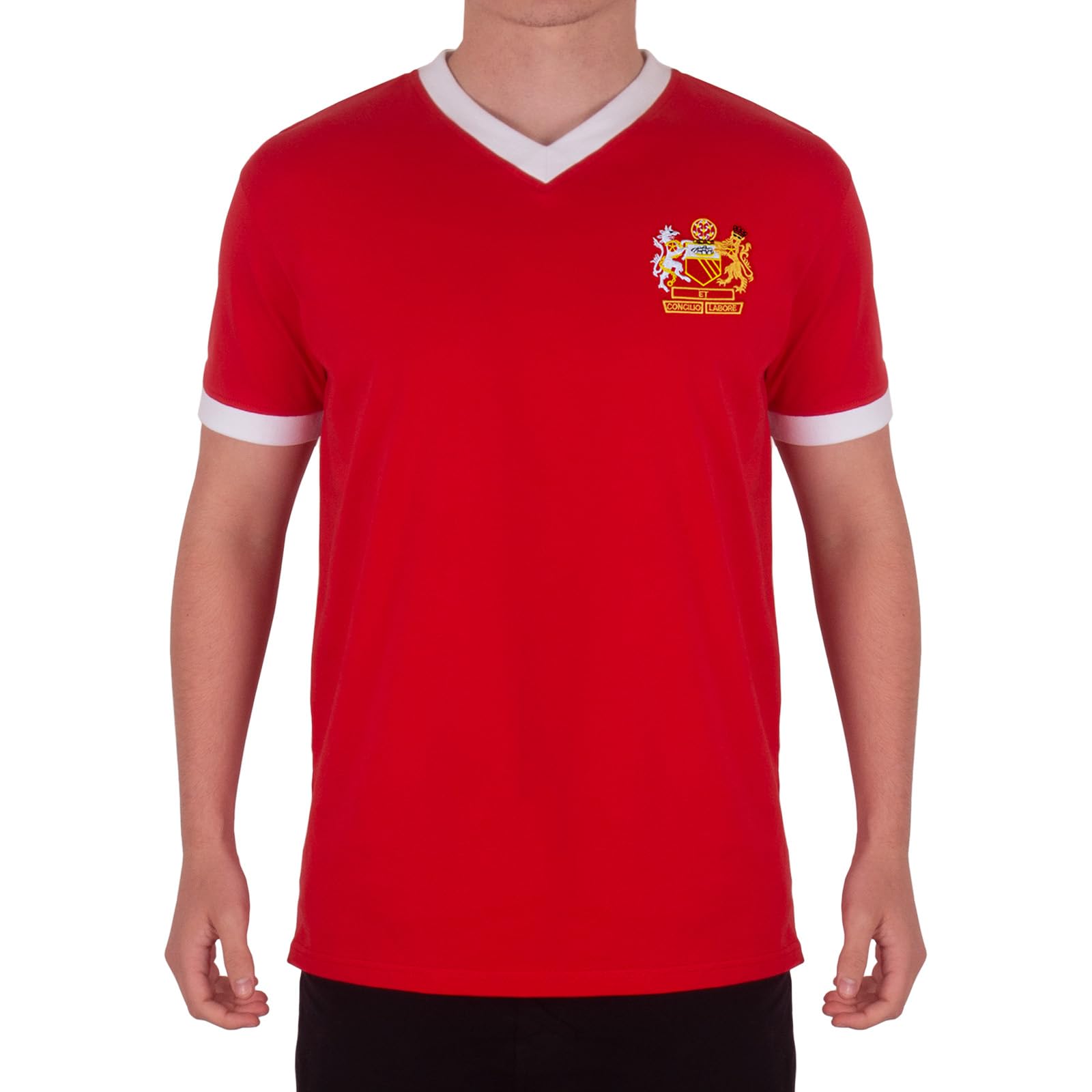 fan originals Manchester Crest Mens T-Shirt V Neck Red 3XL
