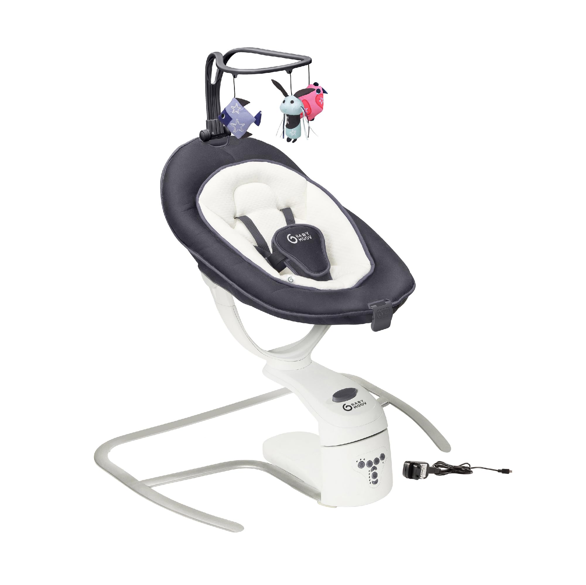 Babymoov Swoon Motion Zinc Baby Swing - 360° Rotating Seat, 5 rocking speeds, 8 Melodies, Adjustable Recline, Newborn InsertBabymoov Swoon Motion Zinc Baby Swing - 360° Ro…