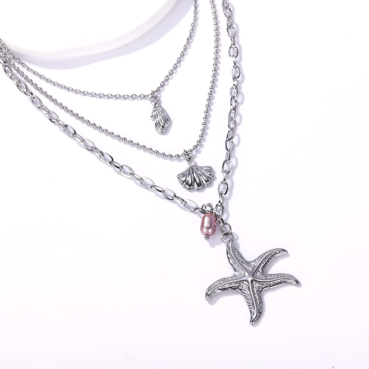 Ocean Wave Beach Pendant Necklace for Women Dainty Gold Silver Sea Jewelry Gift for Her