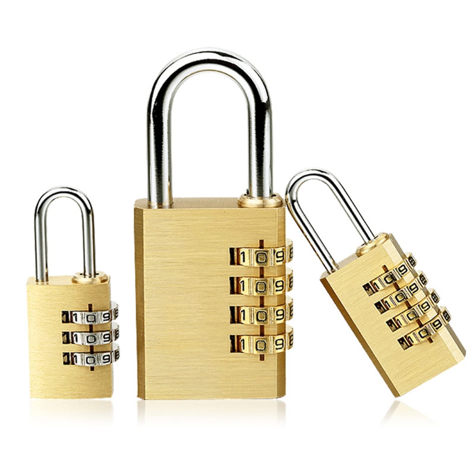 Zahlenschloss Vorhängeschloss aus massivem Messing, Zahlenkombination, Passwort, Geheimcode for Fitnessstudio, Outdoor, Schließfach, Gehäuse, Kupfer, Edelstahl(Style 40mm)