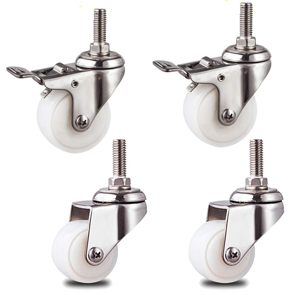 Roulettes de meubles inox 304 et nylon robuste M10