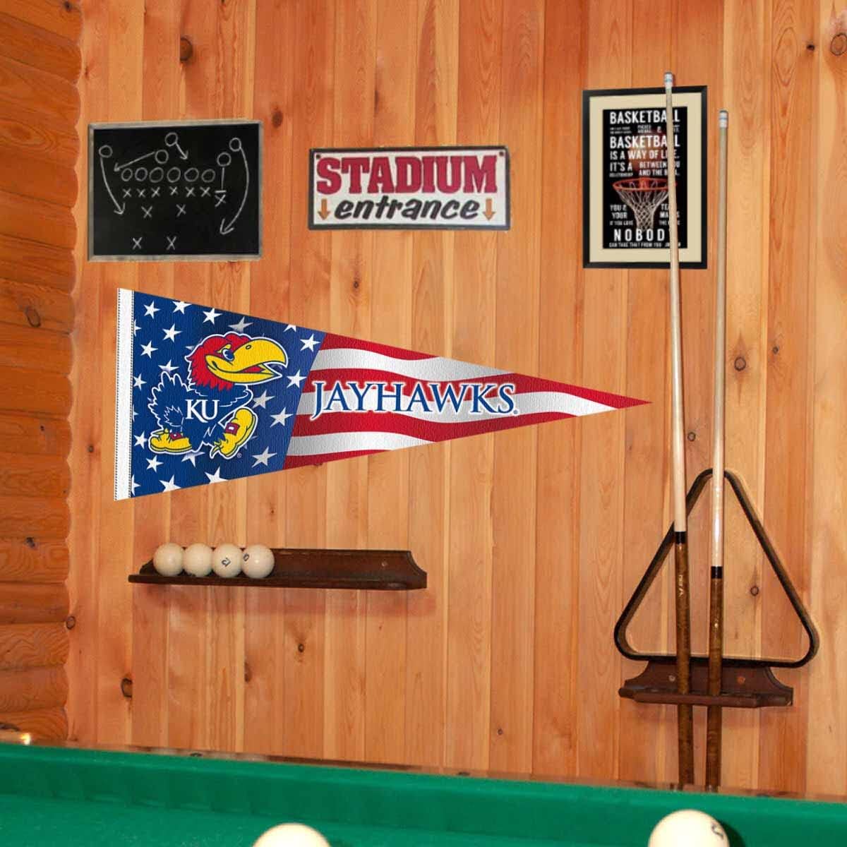 Kansas KU Jayhawks Nation USA Stars and Stripes Pennant Pennant Banner Flag - Image 2