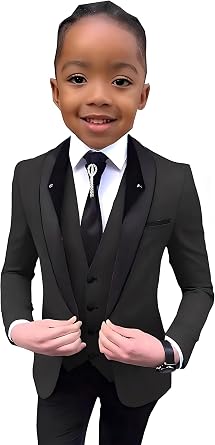 SAROULU Formal Boys Suit 3 Piece Jacket Pants Vest Party Dress Wedding Kids Blazer Set Slim Fit Suits
