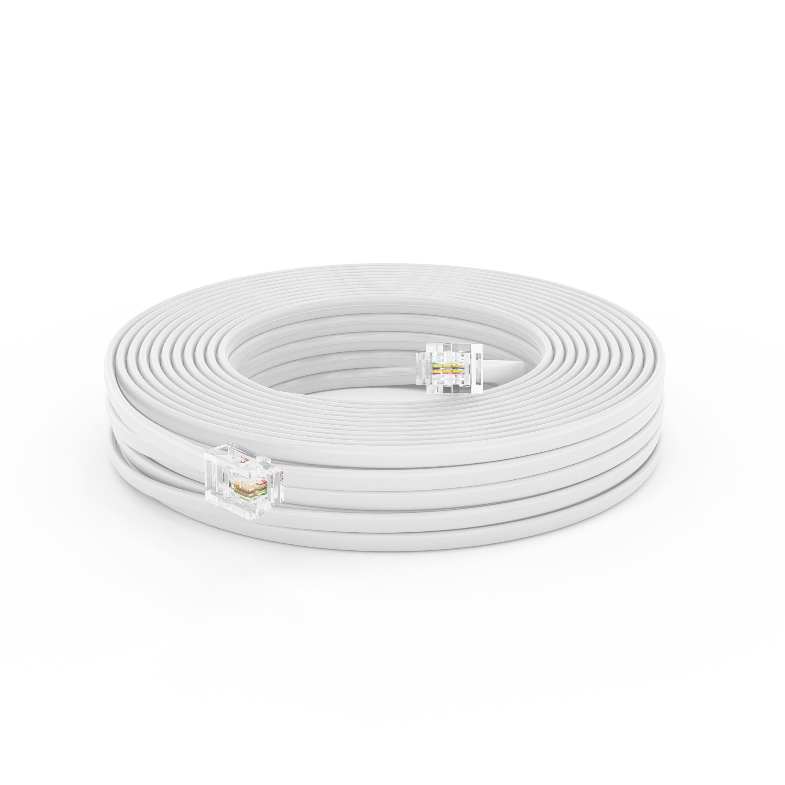 THE CIMPLE CO Phone Cord for Landline, 100 FT, Modular Telephone Extension Line, 2 Conductor (2 Pin, 1 Line) Cable, Works with FAX, AIO, and Other Machines, 30 Meter, White