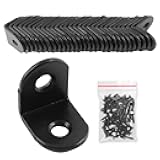 Rierdge 32 Pcs Black Corner Brace L Bracket, 20mm Stainless Steel Right Angle Brackets, Metal Joint Right Angle Bracket for Wood, Furniture, Shelves with Screws (3/4 Inch Black)