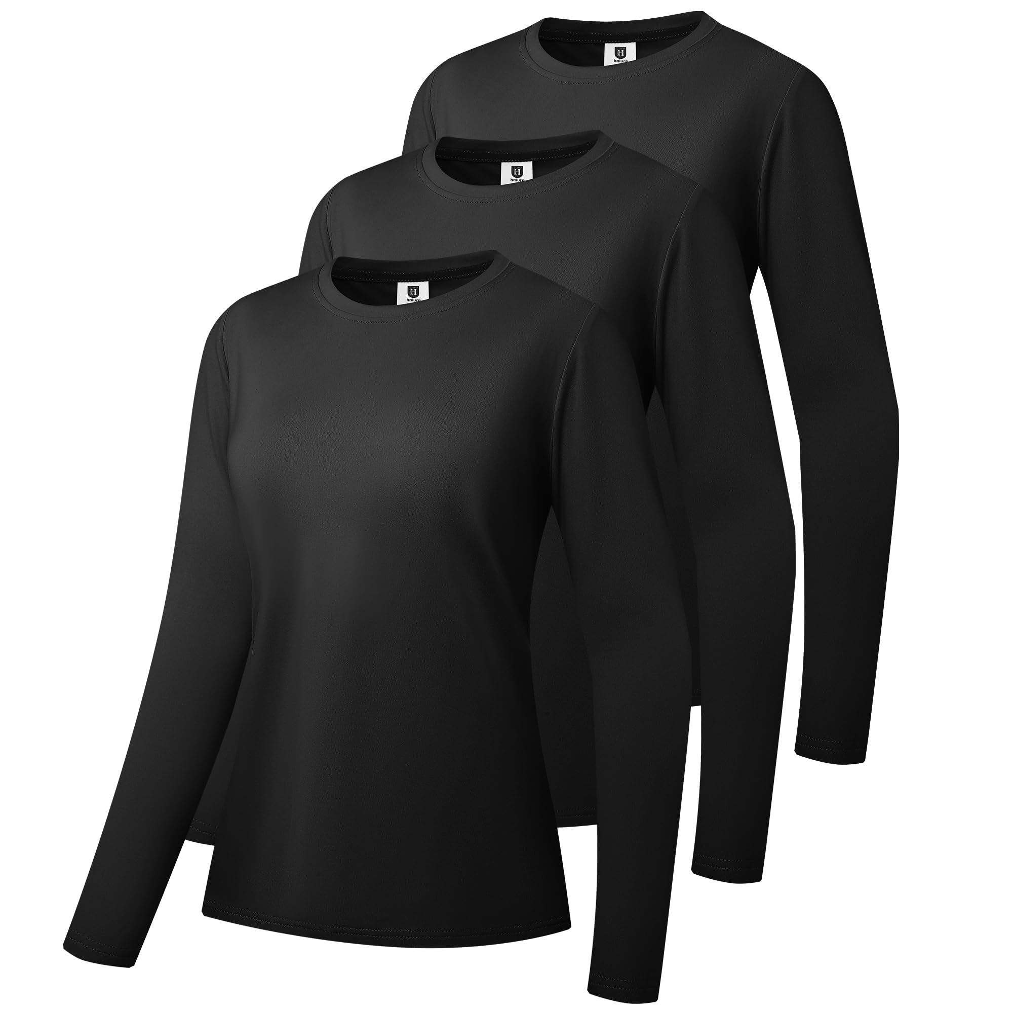 3er Pack oder 5er Pack Damen Baumwolle Langarm T-Shirts Rundhalsshirt Classic-Fit Hemd Weiche Atmungsaktive Casual Tee Mode Basic Tops