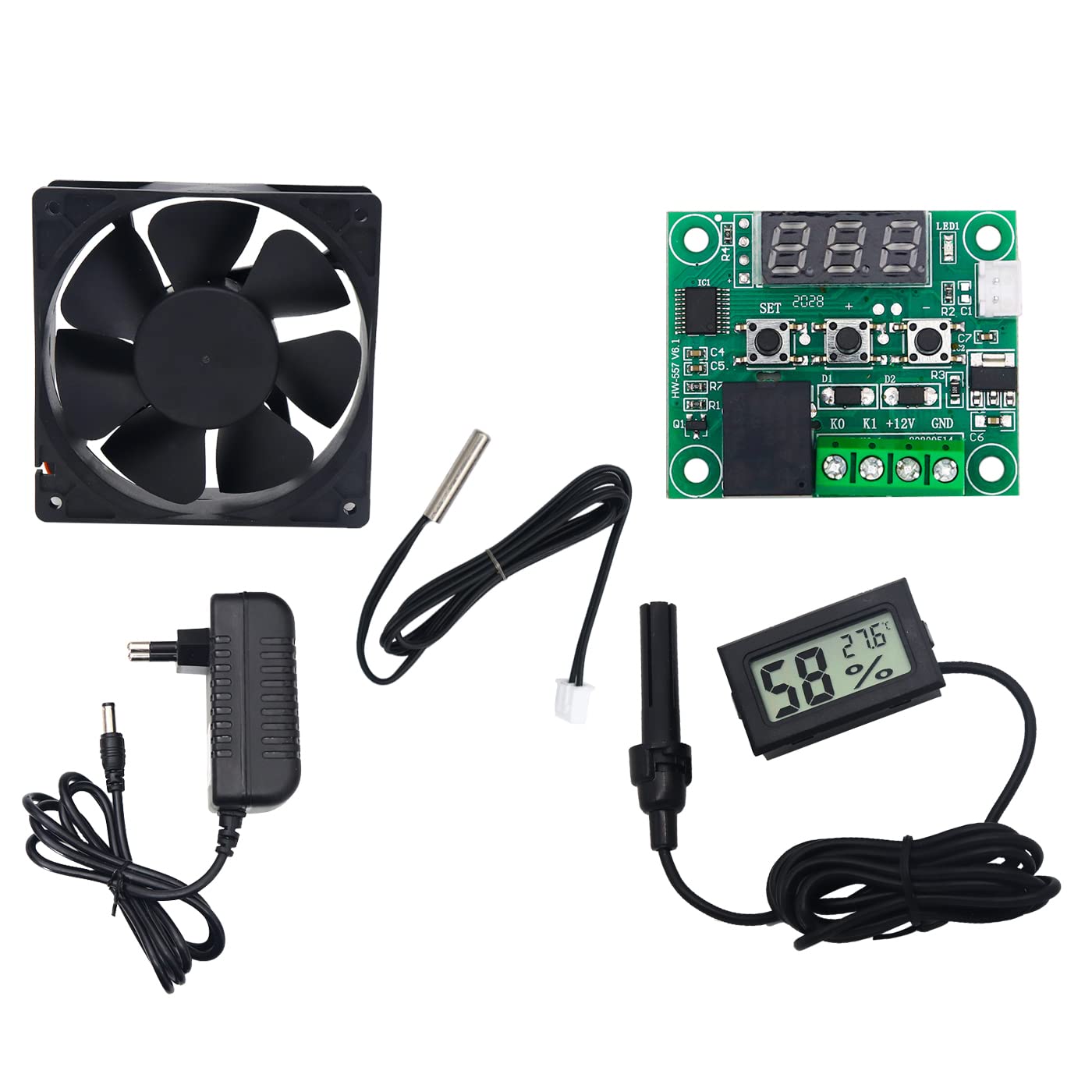 Electronic Spices Combo of Xh-w1209 Temperature Controller Thermostat Module with Probe, 12v 1a Adapter, Humidity Sensor and 3 Inch Brushless Cooling Fan for Humidity Control (B0BMFLZGLS) Amazon Price History, Amazon Price Tracker