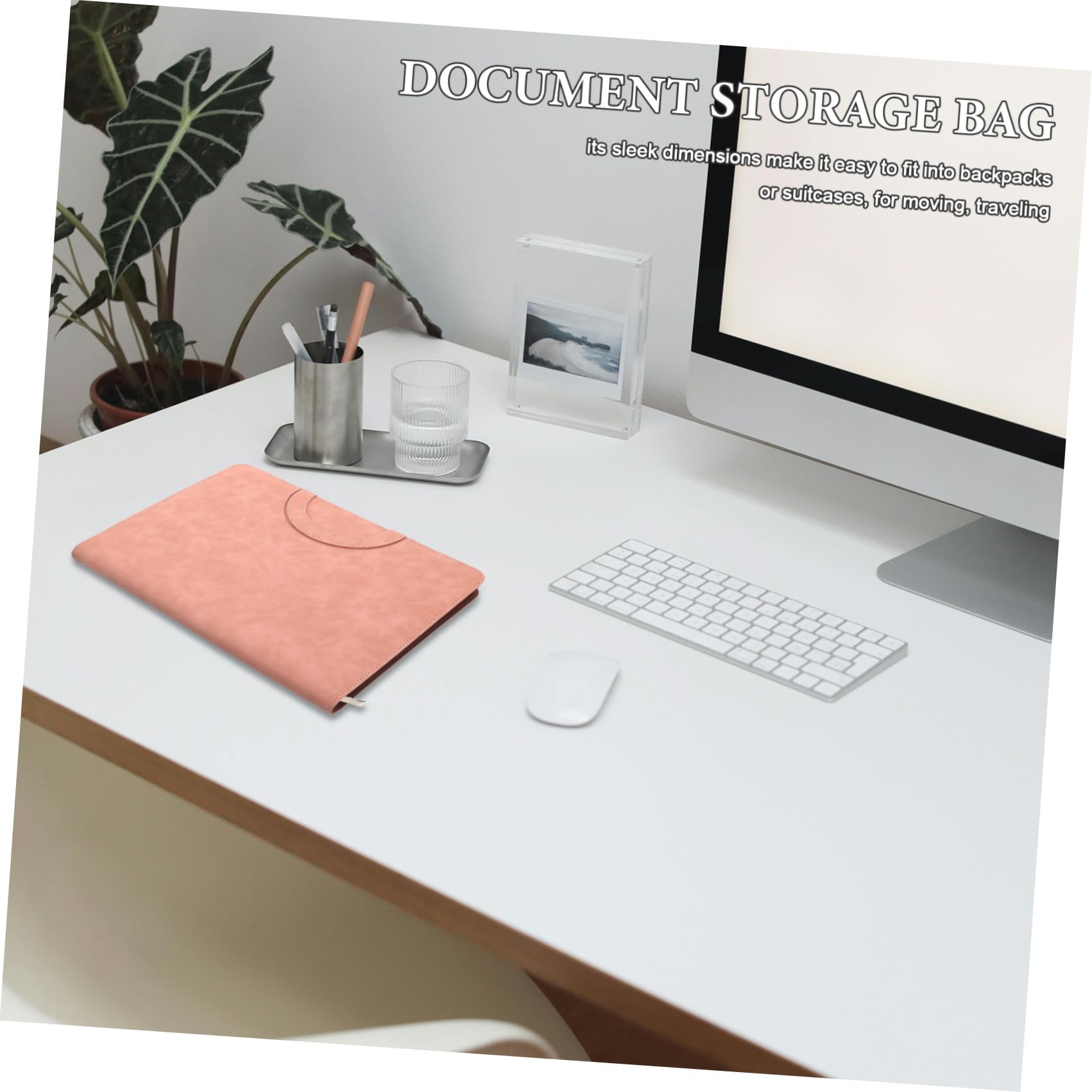 Organizzatore per Documenti A4 con Cerniera in Pu Rosa, Custodia Multifunzionale per Uso Quotidiano e Traslochi, Protegge Documenti da Usura per Professionisti e Famiglie