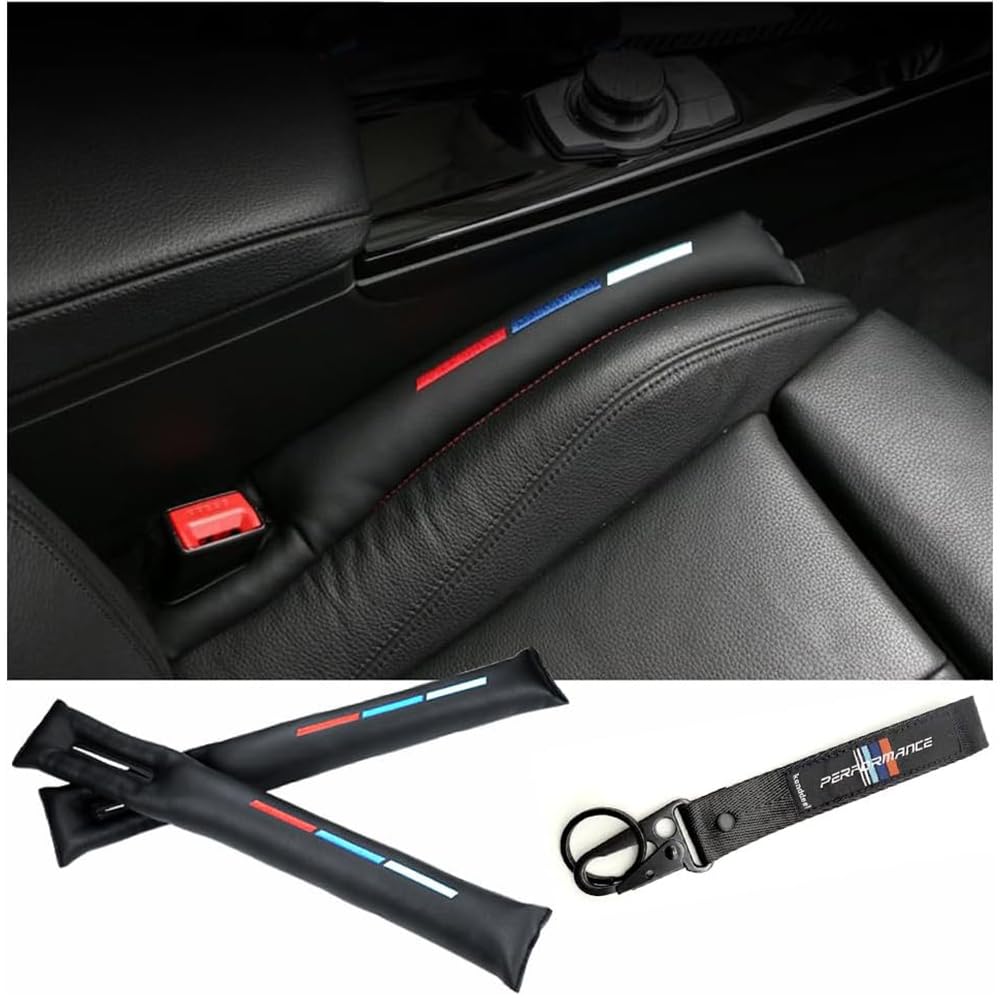 Kunstleder Autositz-Lückenfüller, Abstandshalter, Universal Sitzlückenfüller Stopfen für PKW, SUV, LKW (2 Pcs Lückenfüller für Autositze und 1Pcs Autoschlüsselkette)