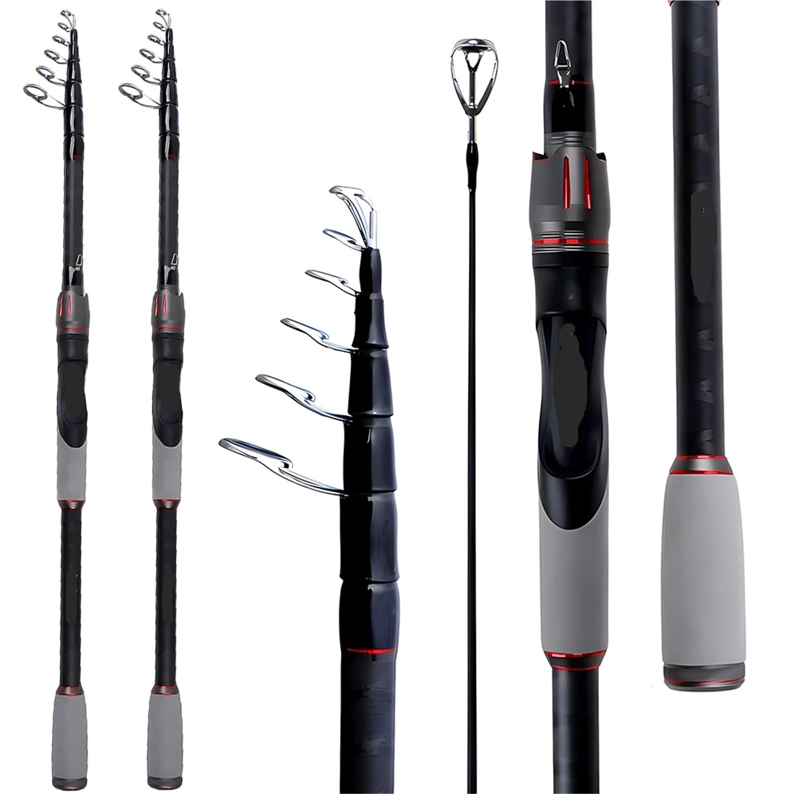 Canne da Pesca telescopiche Spinning in Carbonio 1.8m 2.1m 2.4m 2.7m 3.0m Asta con Esca for spigola luccio Calamari Esca for Pesca in Barca 8-18g Spinning Rods(2.7Meter)