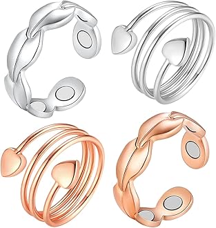 4PCS Copper Rings for Women Magnetic Rings Strong Magnets Pure Copper Adjustable
