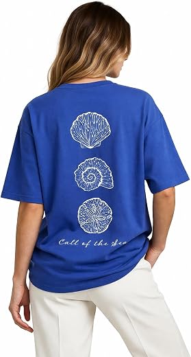 JUNEBERRY® Women’s Oversized Graphic T-Shirt Soft Cotton, Relaxed Fit Casual Streetwear Tee, Trendy Baggy Style, Comfortab...