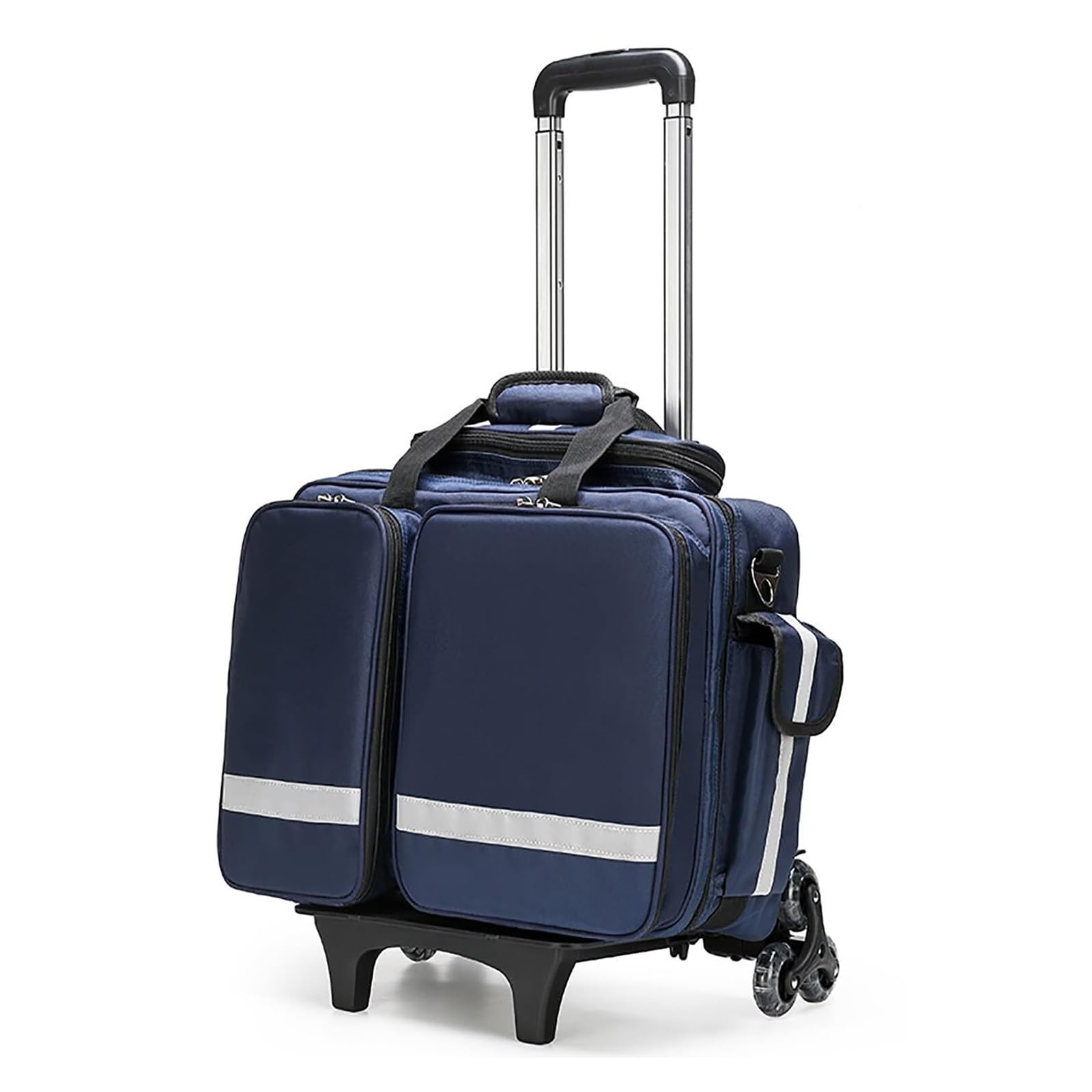 Grande Trousse de Secours Roulante - Sac Médical Robust avec Roues pour Secourisme, Camping & Maison - Mallette Imperméable Rouge Signalétique Poignée (L43xP32xH14 cm)