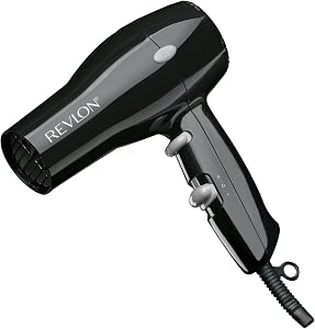 Revlon RVDR5034F Compact Hair Dryer, Lightweight, Multiple Heat/Speed Settings, Travel Friendly, Black