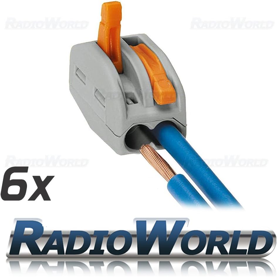 6x Cable Wire Terminal Block Spring Connector 32A (2 Pin Push Clamp