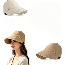 Wide Brim Sun Visors for Women,UPF 50+ Adjustable Ponytail Hat 2-Pack