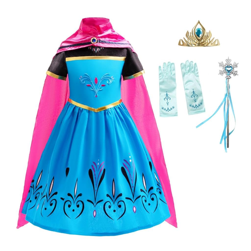 Dressy Daisy Little Girls Ice Princess Coronation Dress Up Costume Halloween Christmas Party Outfit with Accessories Size 7-8
