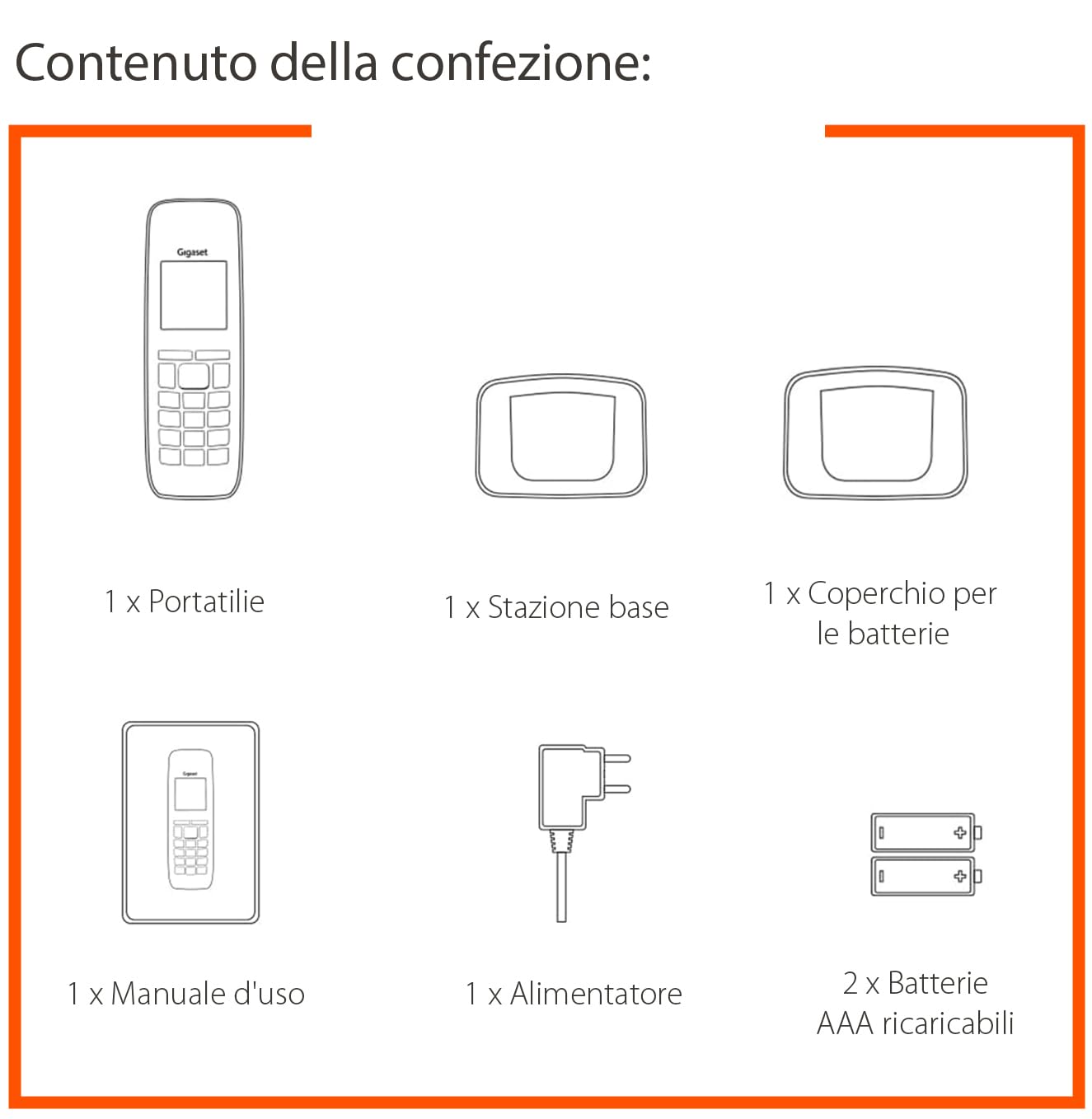 Gigaset PURE 120 - Telefono cordless - Protezione dalle chiamate indesiderate, Nero Antracite [Compatibile in IT, DE, FR, NL, BE, CHE, AUT]