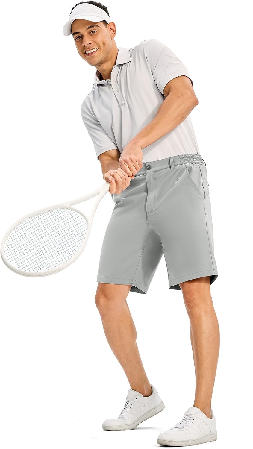 Rdruko Men's Golf Shorts 10" Stretch Quick Dry Lightweight Casual Dress Athletic Shorts with 4 Pockets