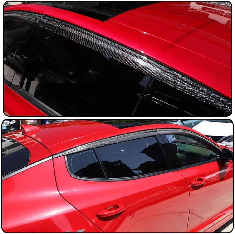 Carbon Fiber Window Visors Rain Guards Compatible with Kia Stinger 2018-2023 Window Deflectors Vent Visors Shades 4PCS