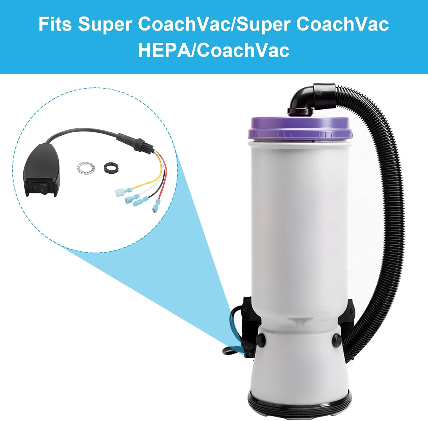 for ProTeam 101610 Switch Cord Assembly Replacement, for Proteam Backpack Vacuum Parts