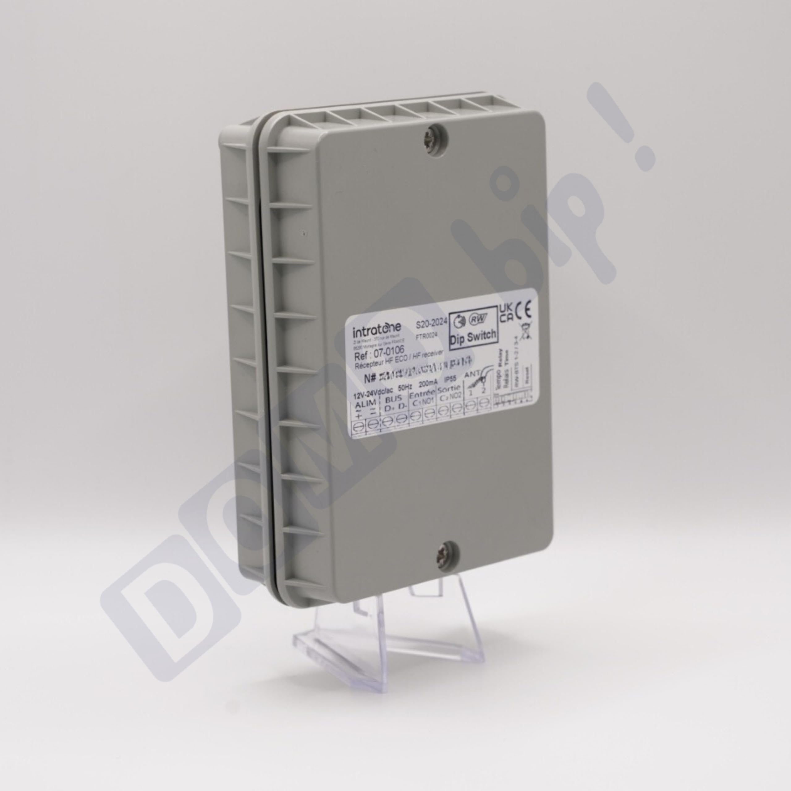 INTRATONE - Récepteur HF ECO 07-0106 | Module radio 868 MHz à code tournant sécurisé | Jusqu’à 1 022 télécommandes | Usage professionnel + 1 Porte-clés DOMOBIP