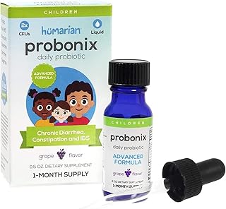 Probonix Advanced Kids Probiotic for Children, Extra-Strength Organic, Non-GMO Liquid Probiotic, Combat Chronic Diarrhea, Constipation, and (IBS), 8 Probiotic Strains, 1 Month Supply - Grape