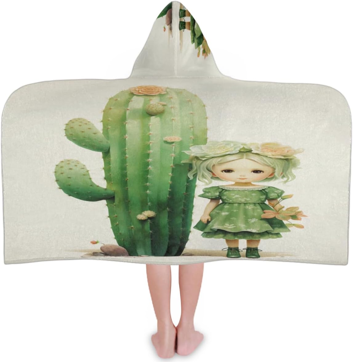 Pardick Kids Bath Towel Cactus Girls Beach Towel with Hood Pool Cover Up for Girls Boys Soft Absorbent Hooded Bath Towel Toddler Towels for Beach, Pool