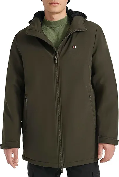 Champion mens Mid-length Soft Shell Performance Jacket With Sherpa Lining